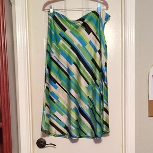 Apple A-Line Striped Skirt - Green & Black - XL